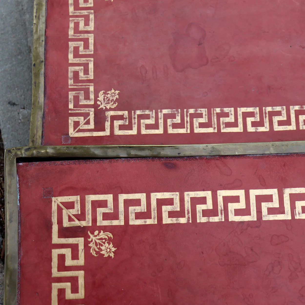 French Gothic Revival Brass and Red Leather Altar / Library Steps