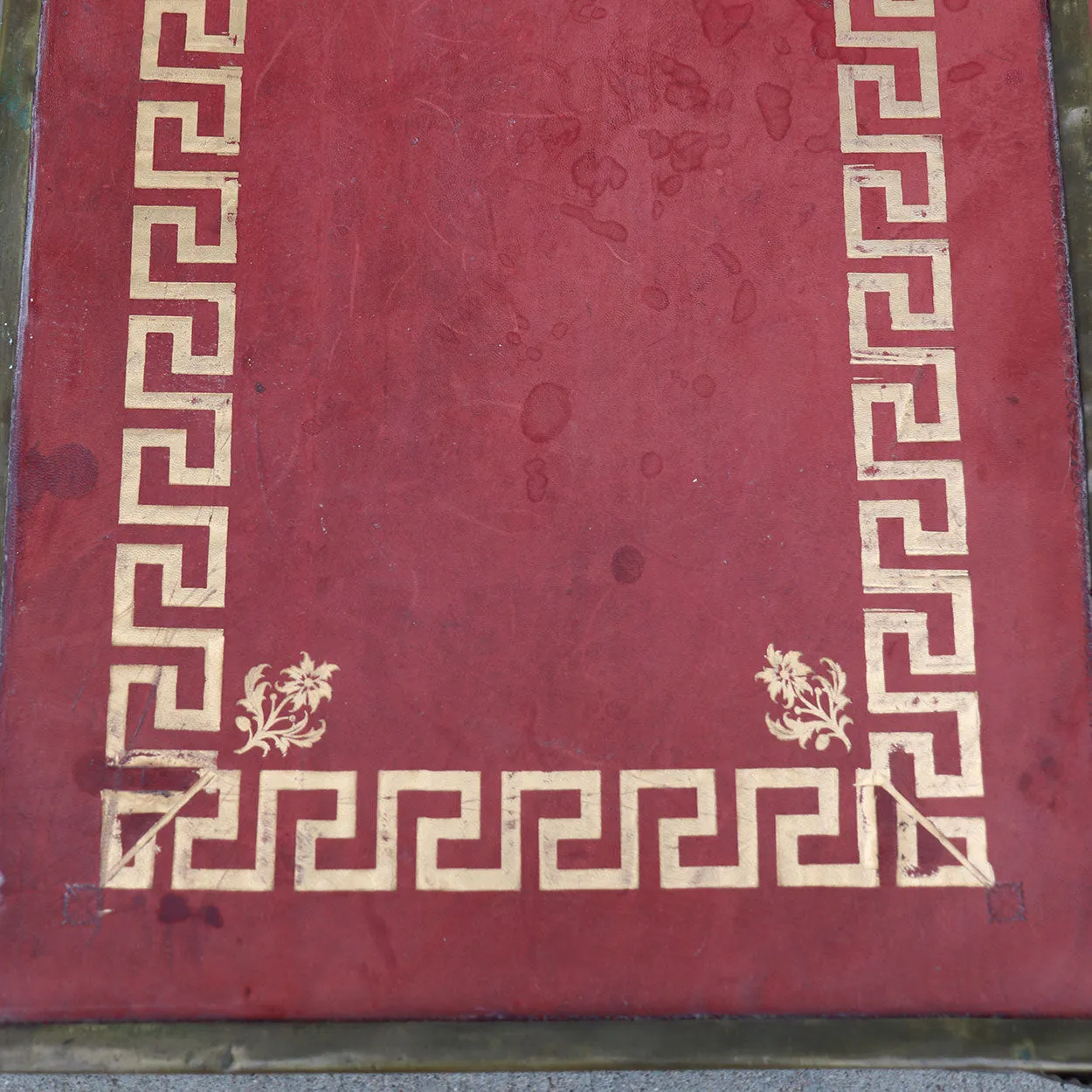 French Gothic Revival Brass and Red Leather Altar / Library Steps