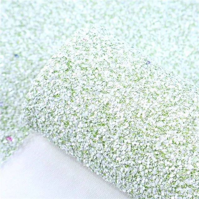 Frosted Green ~ Chunky Glitter Faux Leather Fabric Sheets ~ 20x34cm