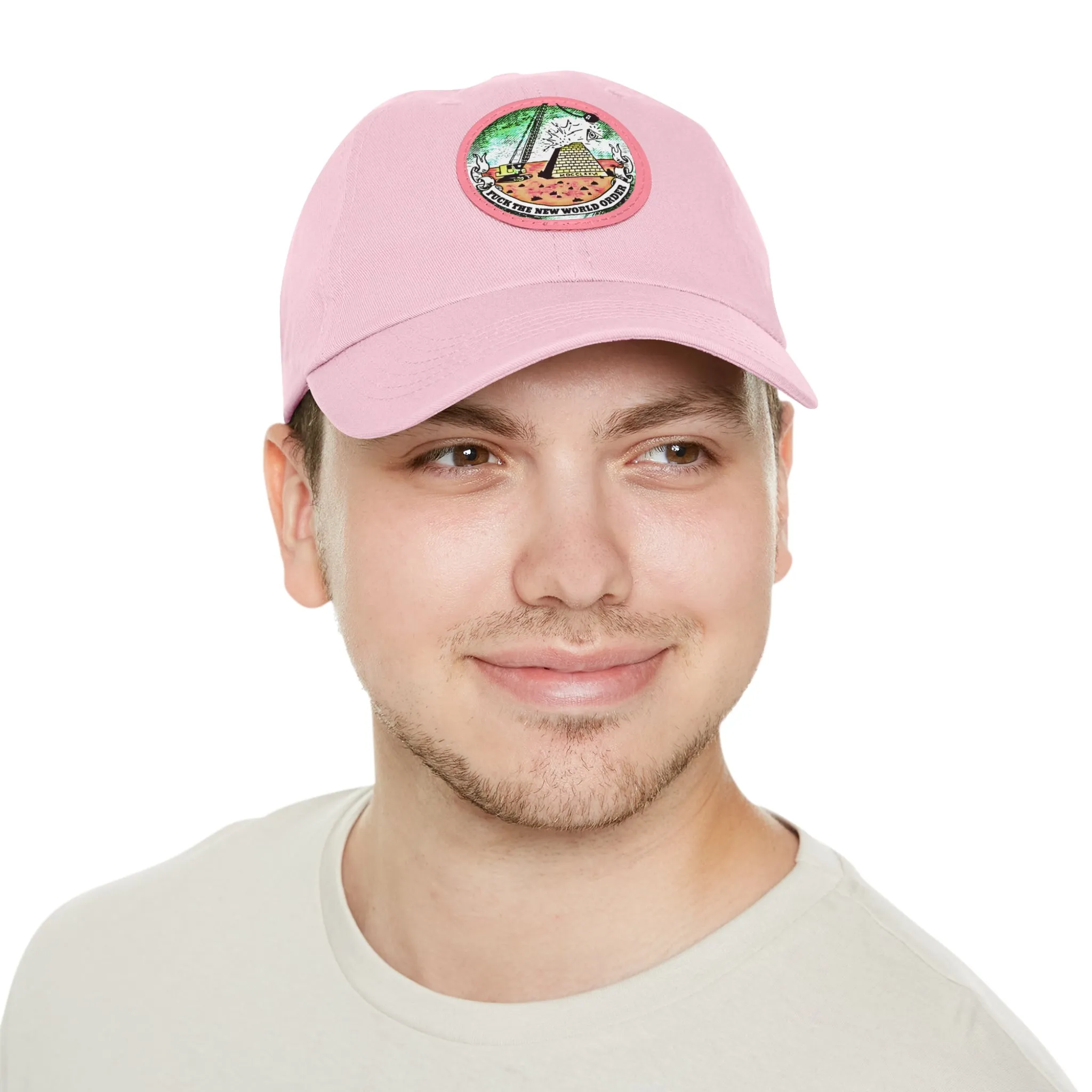Fuck The New World Order Graphic Round PU Leather Patch Baseball Cap