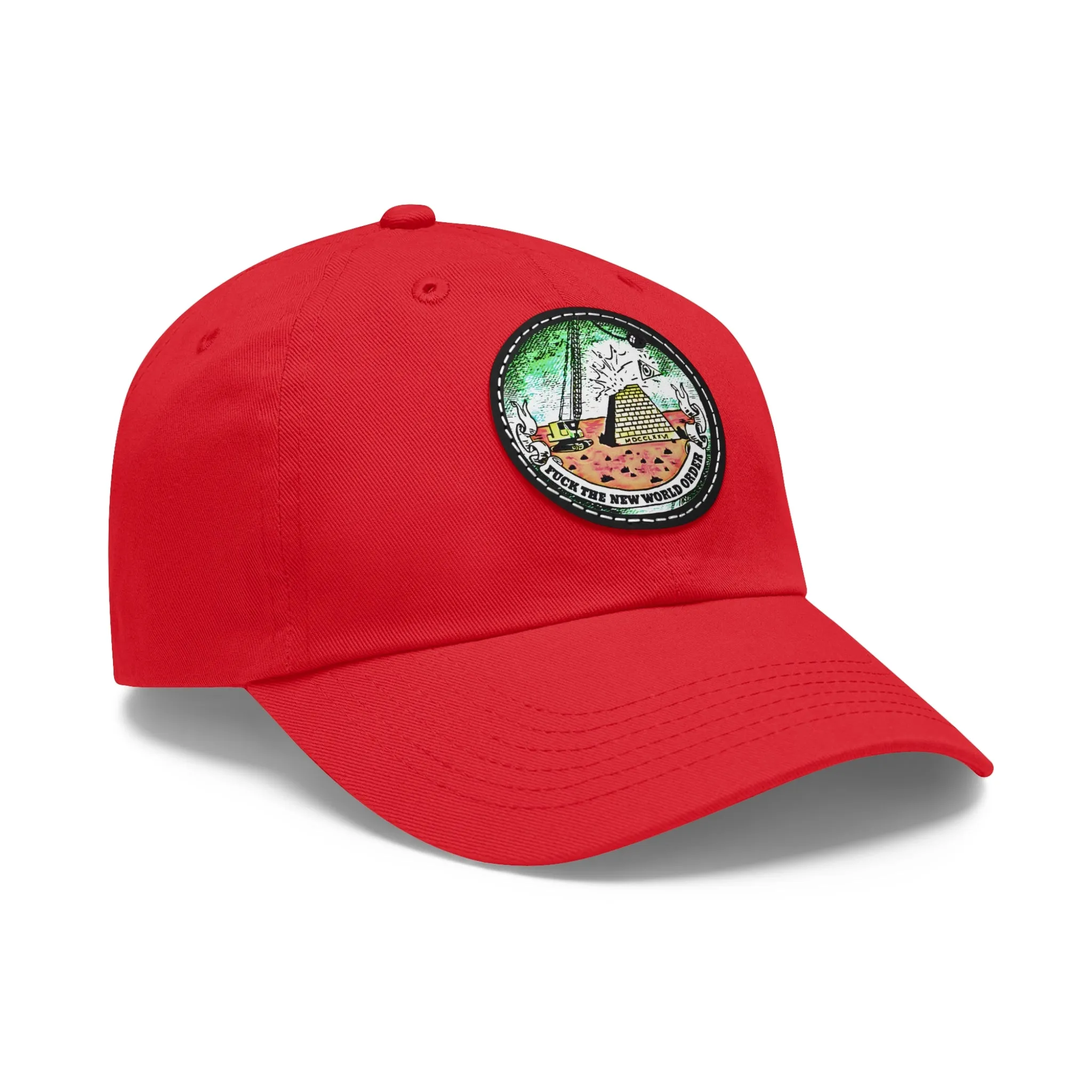 Fuck The New World Order Graphic Round PU Leather Patch Baseball Cap