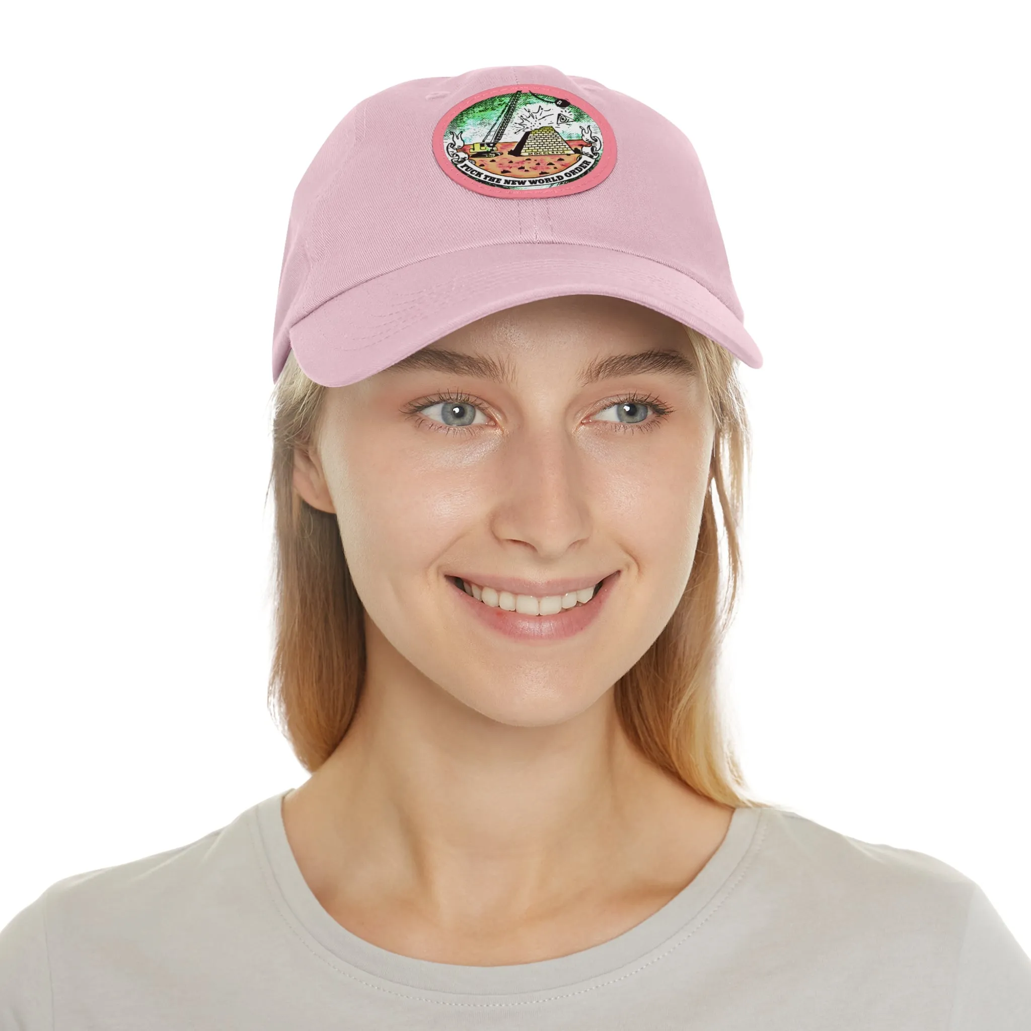 Fuck The New World Order Graphic Round PU Leather Patch Baseball Cap