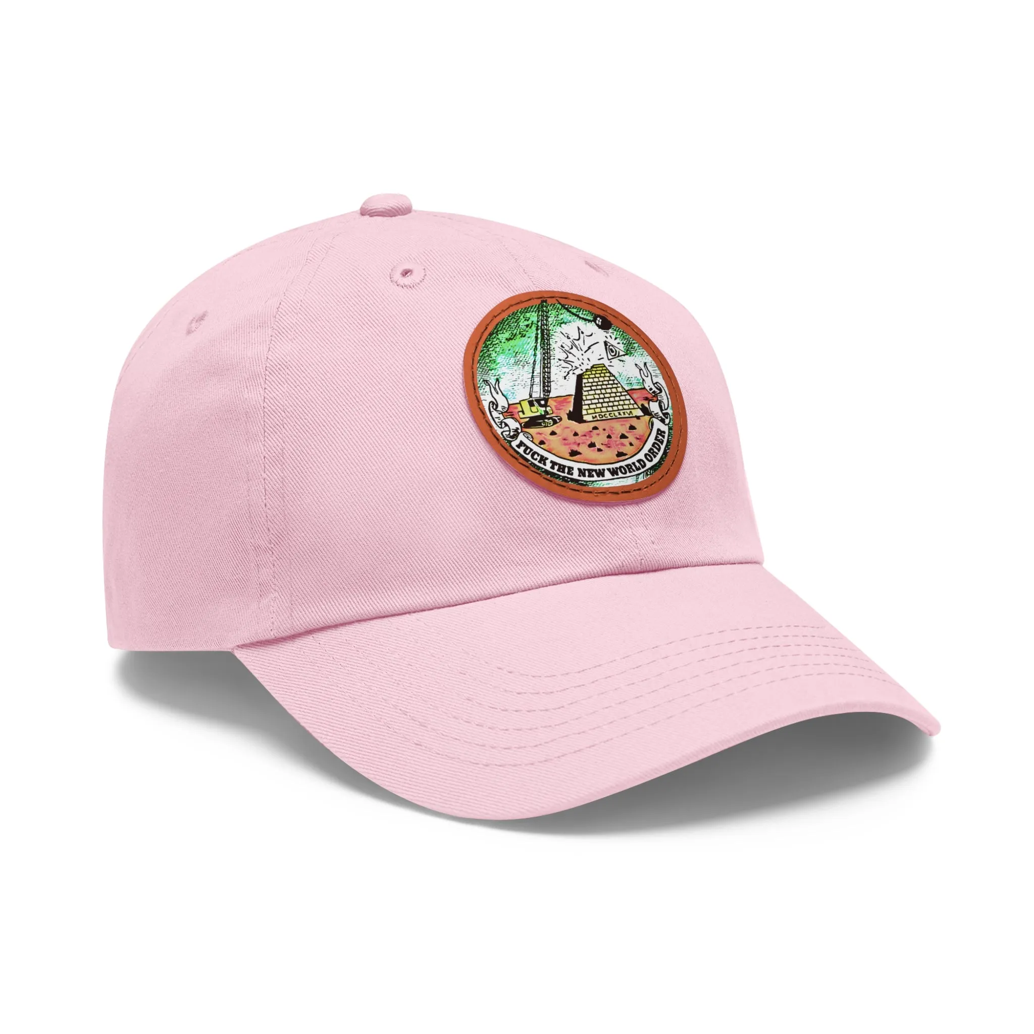Fuck The New World Order Graphic Round PU Leather Patch Baseball Cap