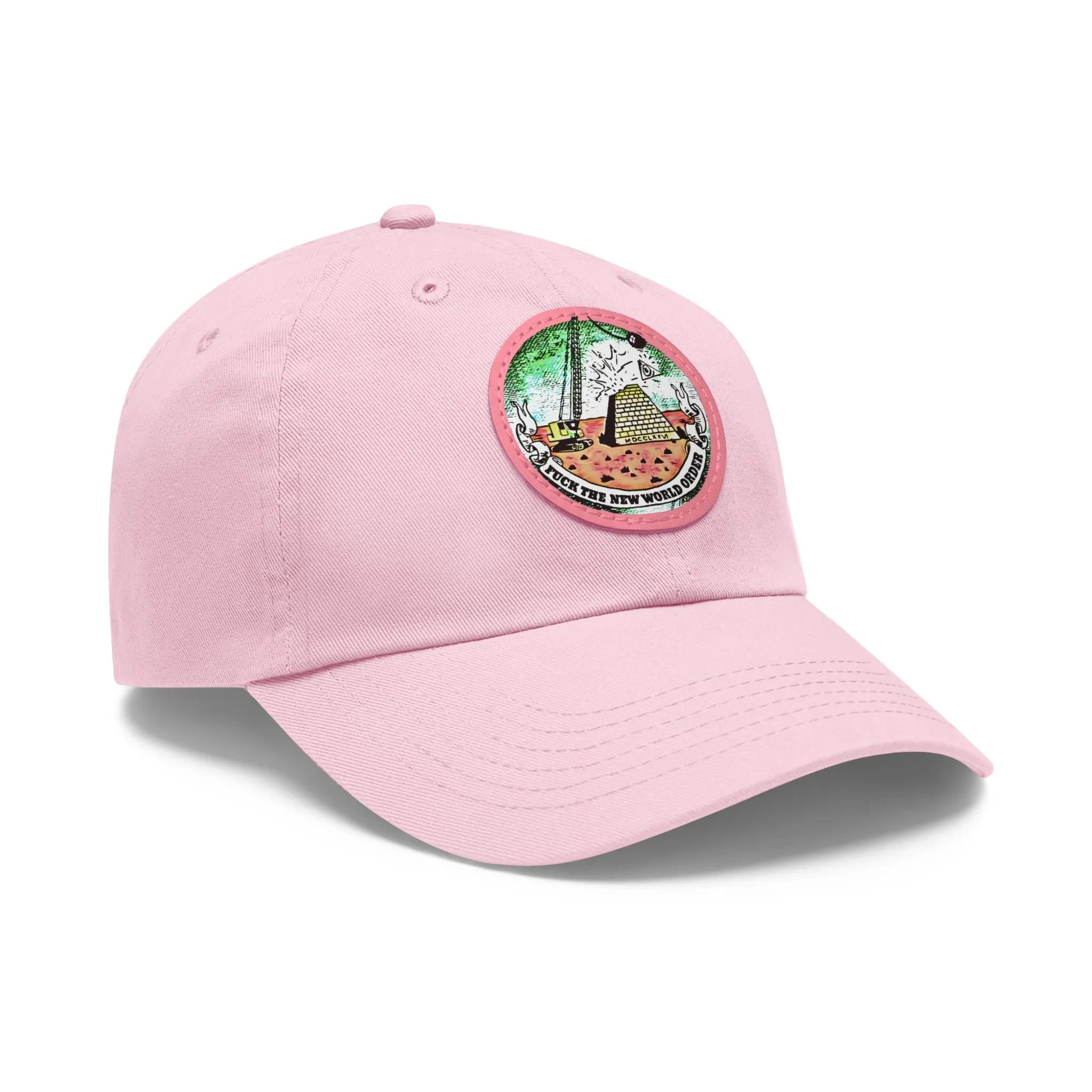 Fuck The New World Order Graphic Round PU Leather Patch Baseball Cap
