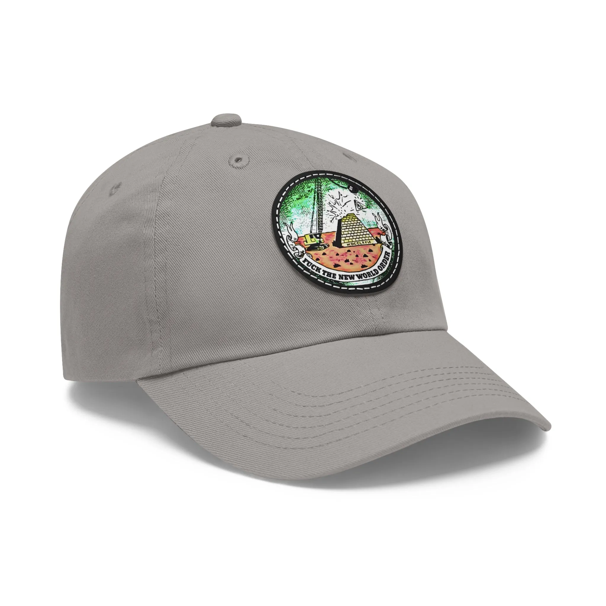 Fuck The New World Order Graphic Round PU Leather Patch Baseball Cap