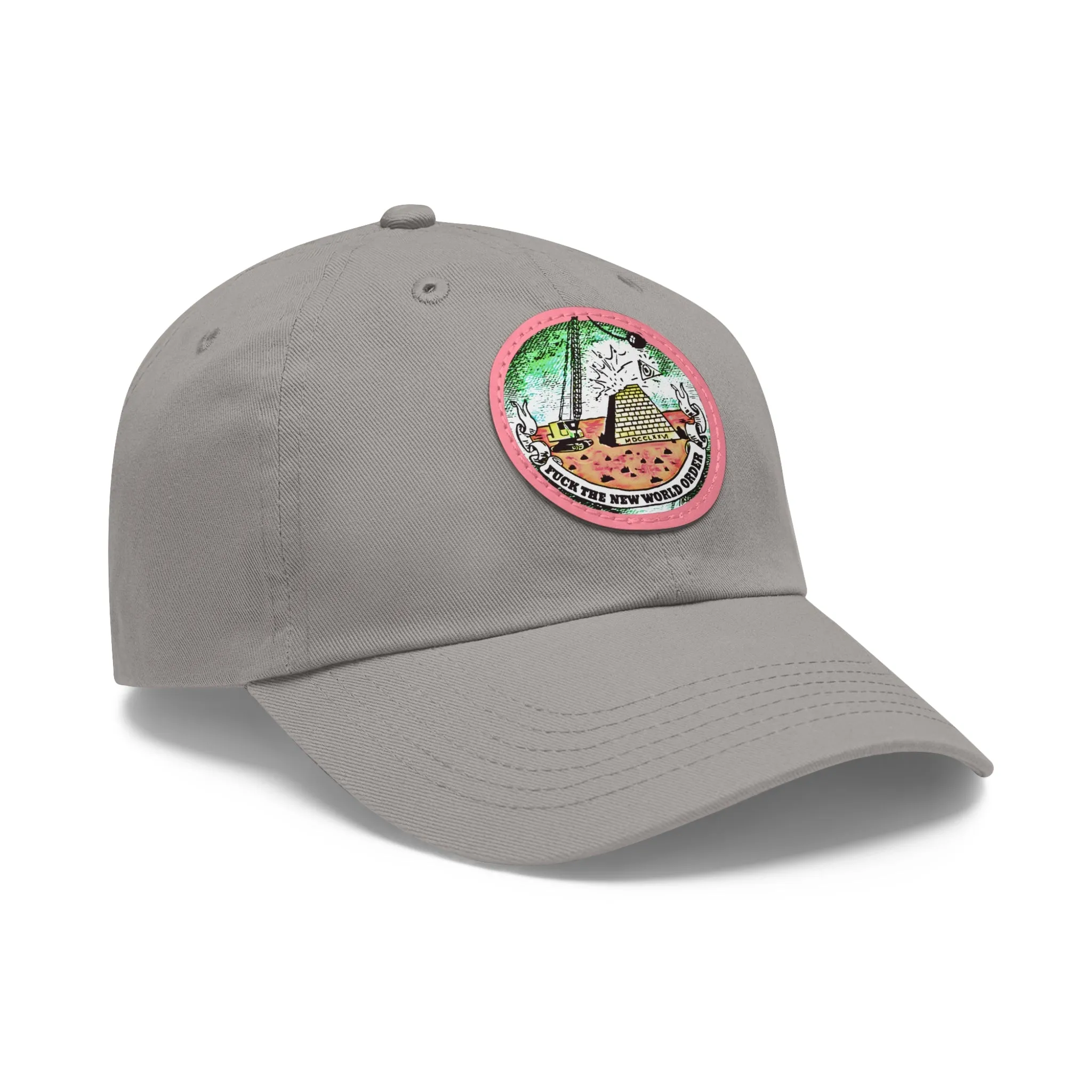 Fuck The New World Order Graphic Round PU Leather Patch Baseball Cap