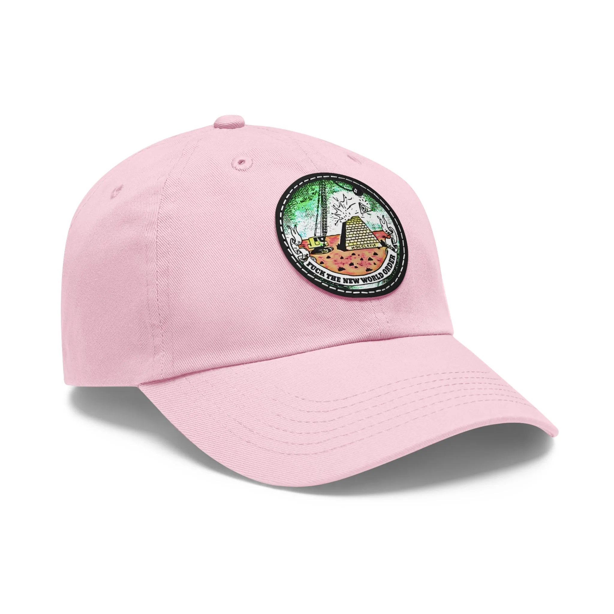 Fuck The New World Order Graphic Round PU Leather Patch Baseball Cap