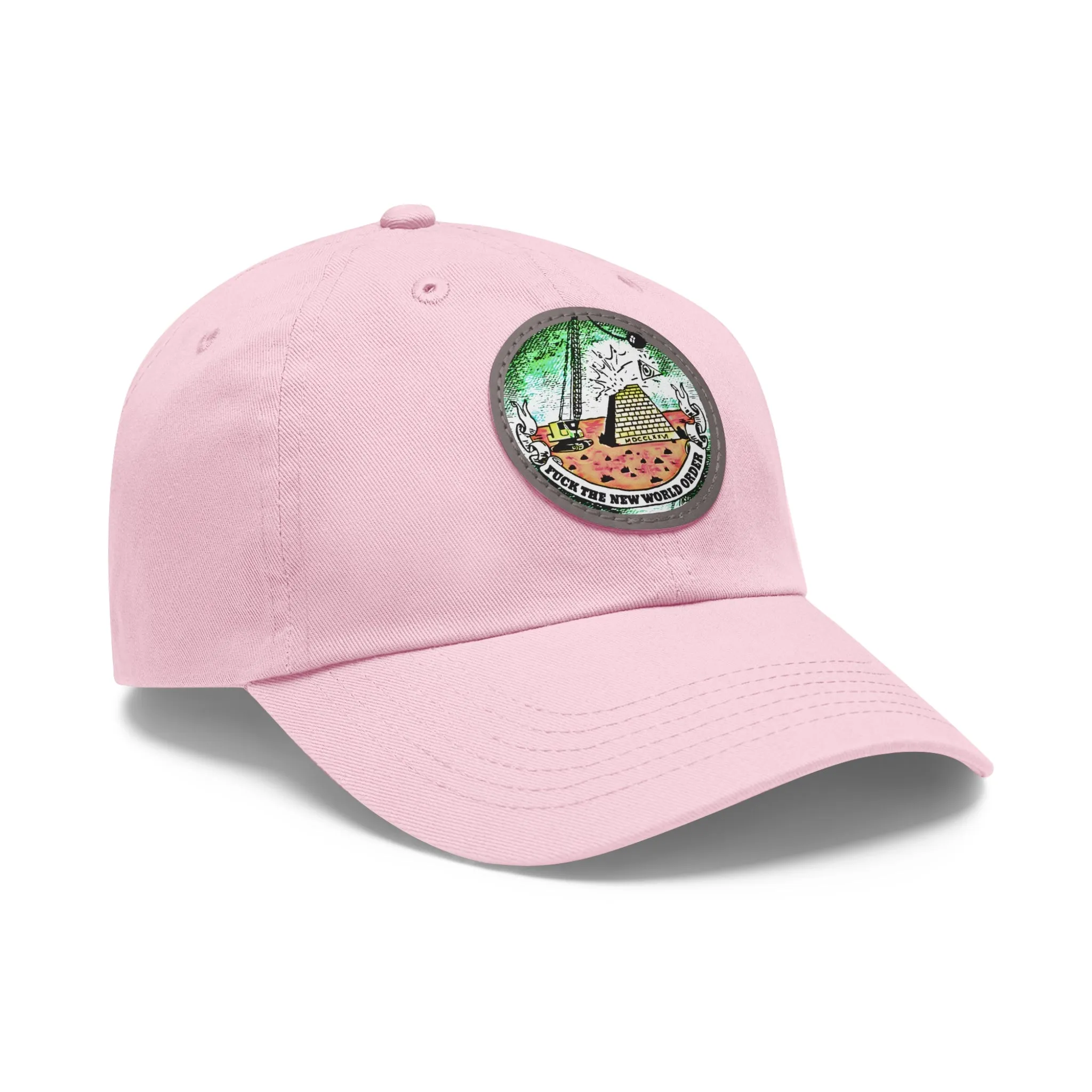 Fuck The New World Order Graphic Round PU Leather Patch Baseball Cap