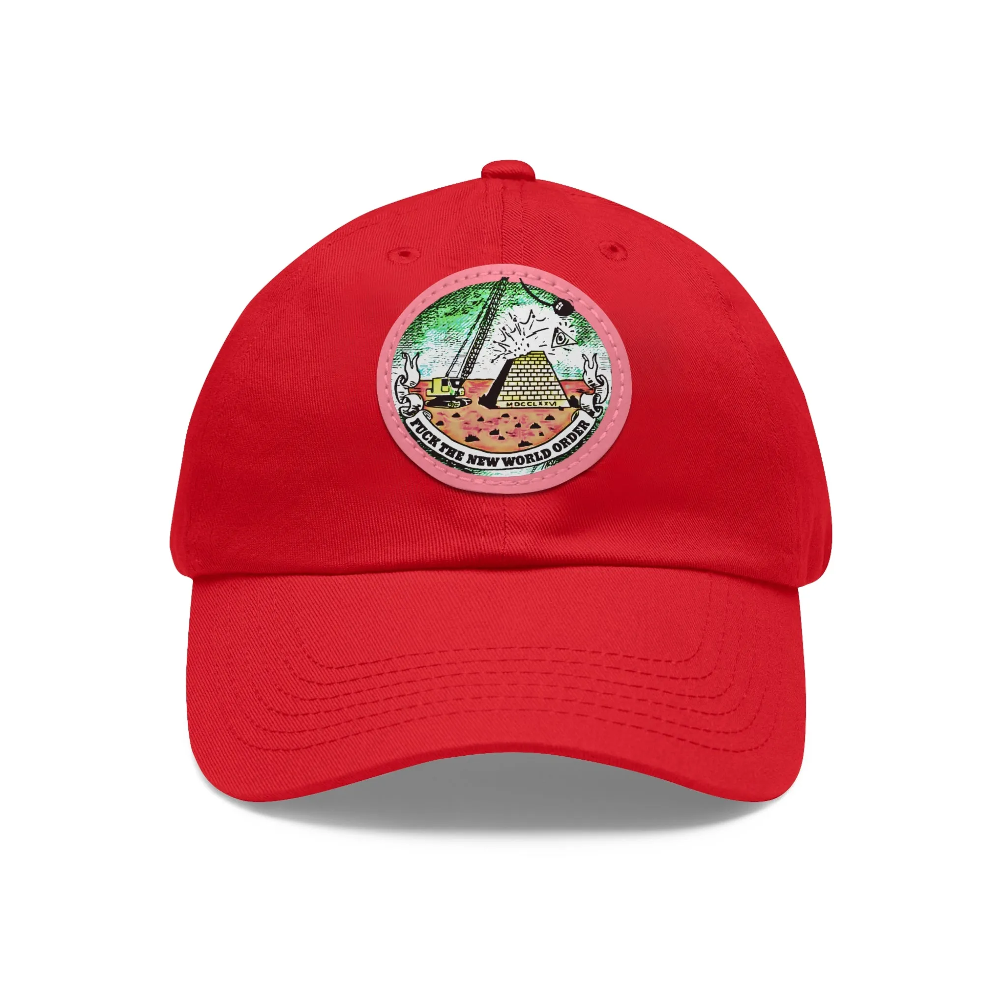Fuck The New World Order Graphic Round PU Leather Patch Baseball Cap