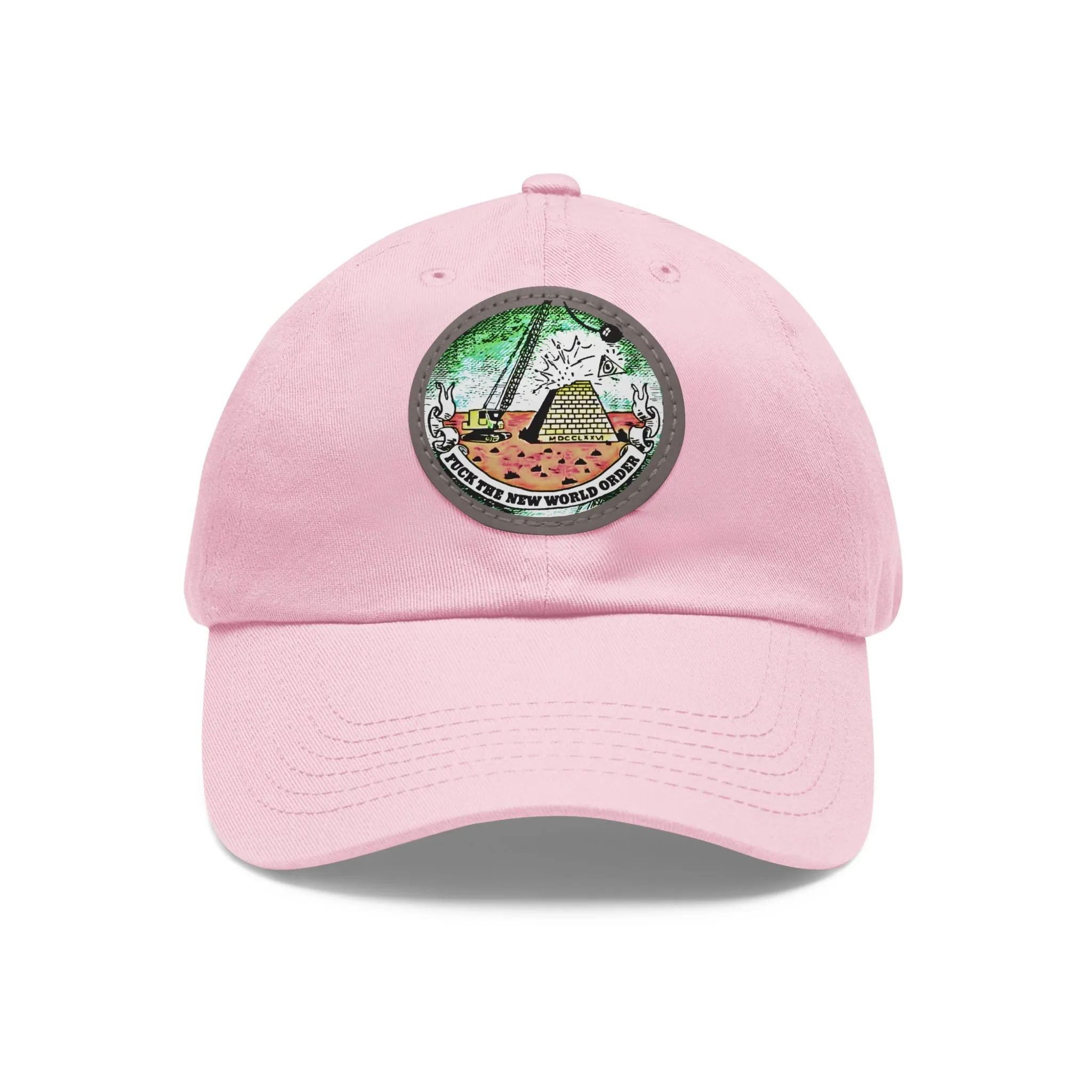 Fuck The New World Order Graphic Round PU Leather Patch Baseball Cap
