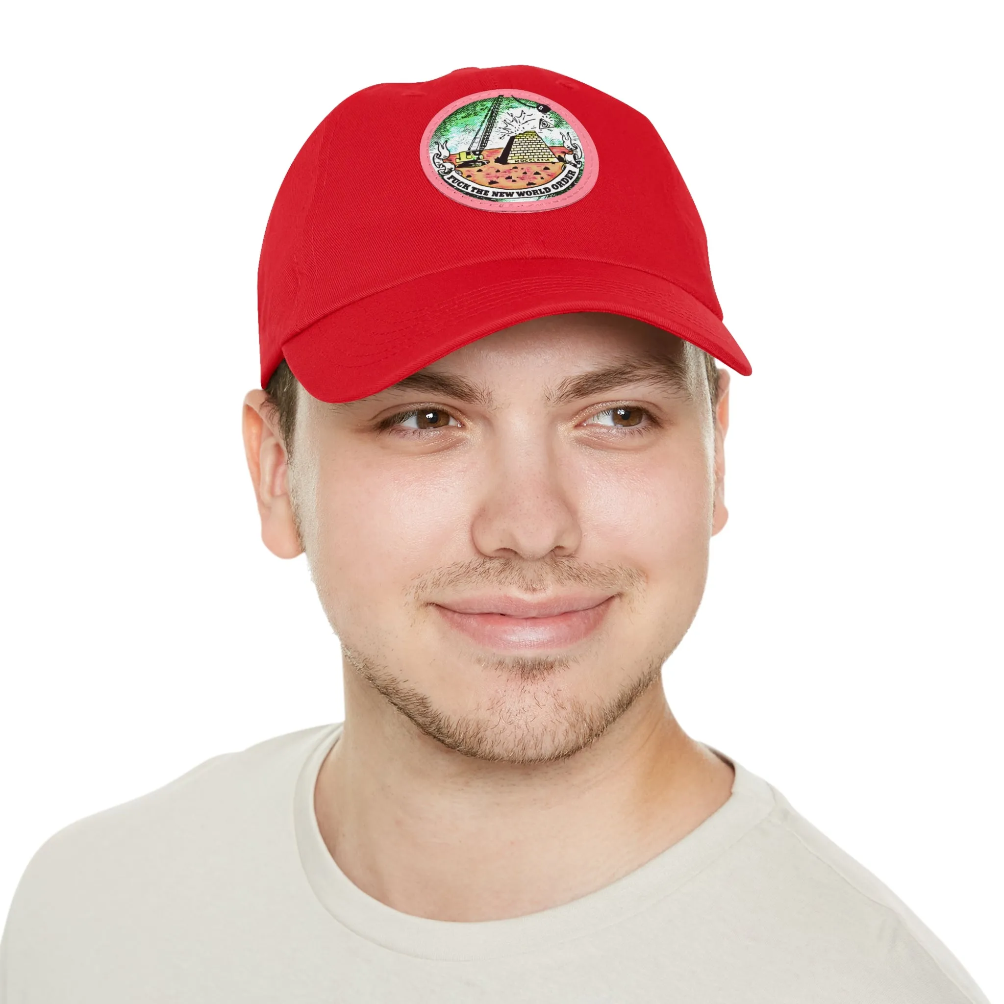 Fuck The New World Order Graphic Round PU Leather Patch Baseball Cap