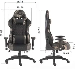 Gaming Chair Office Computer Seating Racing PU Ergonomic Chair Rolling Swivel Adjustable Massage Racer Recliner