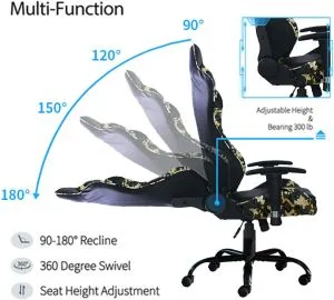 Gaming Chair Office Computer Seating Racing PU Ergonomic Chair Rolling Swivel Adjustable Massage Racer Recliner
