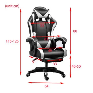 Gaming Chair Office Computer Seating Racing PU Ergonomic Chair Rolling Swivel Adjustable Massage Racer Recliner