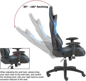 Gaming Chair Office Computer Seating Racing PU Ergonomic Chair Rolling Swivel Adjustable Massage Racer Recliner
