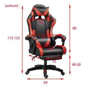 Gaming Chair Office Computer Seating Racing PU Ergonomic Chair Rolling Swivel Adjustable Massage Racer Recliner