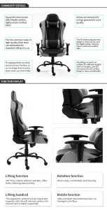 Gaming Chair Office Computer Seating Racing PU Ergonomic Chair Rolling Swivel Adjustable Massage Racer Recliner