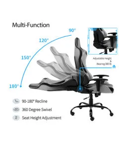 Gaming Chair Office Computer Seating Racing PU Ergonomic Chair Rolling Swivel Adjustable Massage Racer Recliner