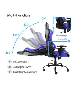 Gaming Chair Office Computer Seating Racing PU Ergonomic Chair Rolling Swivel Adjustable Massage Racer Recliner