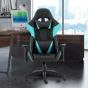 Gaming Chair Office Computer Seating Racing PU Ergonomic Chair Rolling Swivel Adjustable Massage Racer Recliner