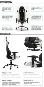 Gaming Chair Office Computer Seating Racing PU Ergonomic Chair Rolling Swivel Adjustable Massage Racer Recliner