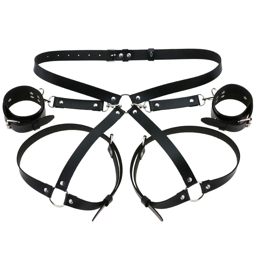 Garter Body Harness Belt Faux Leather Handcuffs
