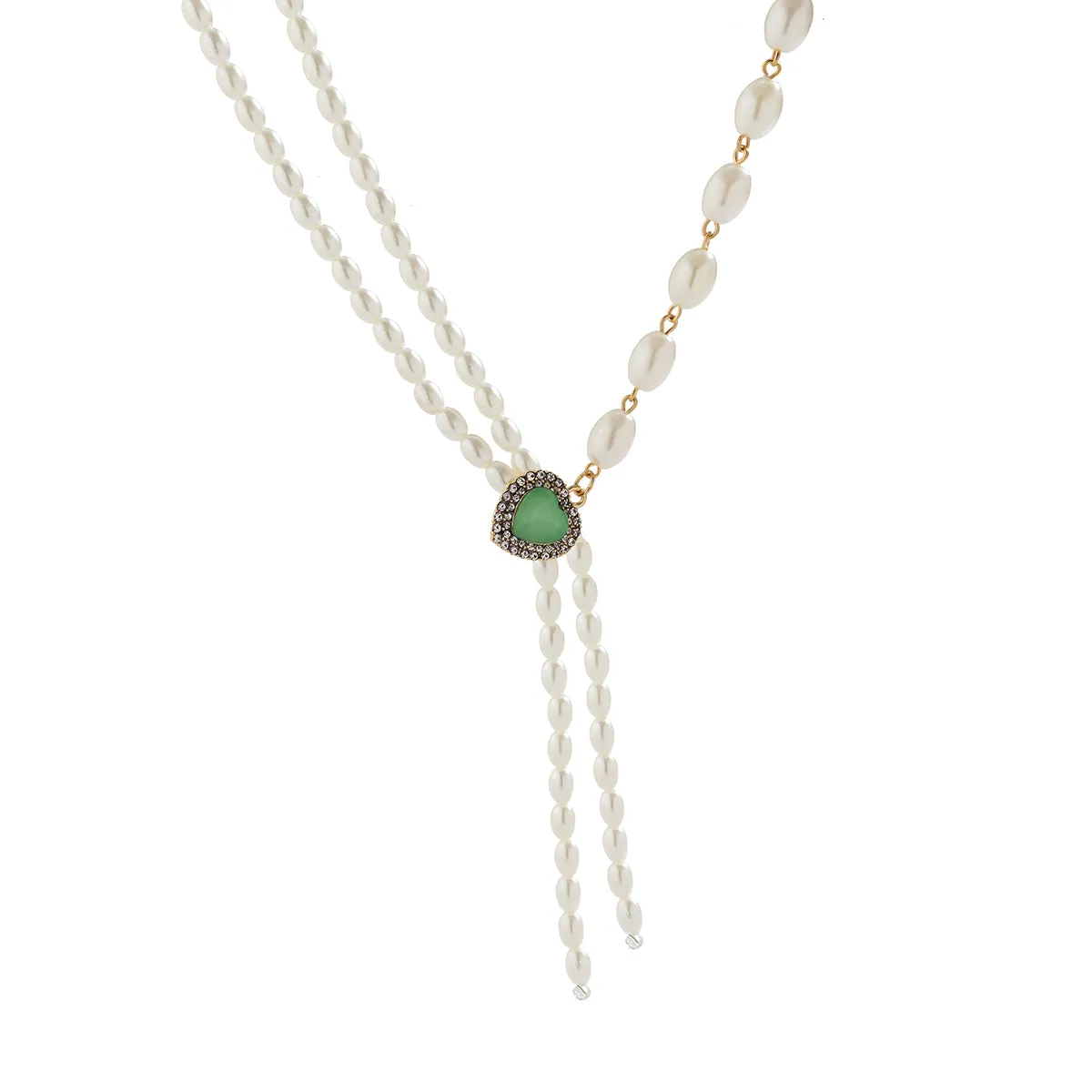 Gemstone & 18K Gold-Plated Heart Pendant Tassel Necklace