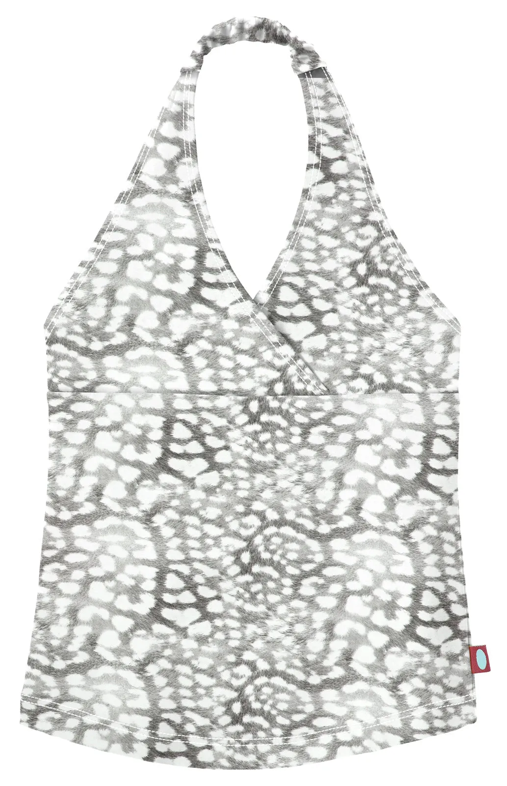 Girls UPF 50  Printed Swim Halter Top | Leopard Monochrome