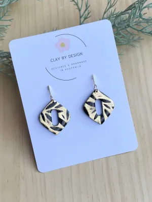Gold and black moon dangles