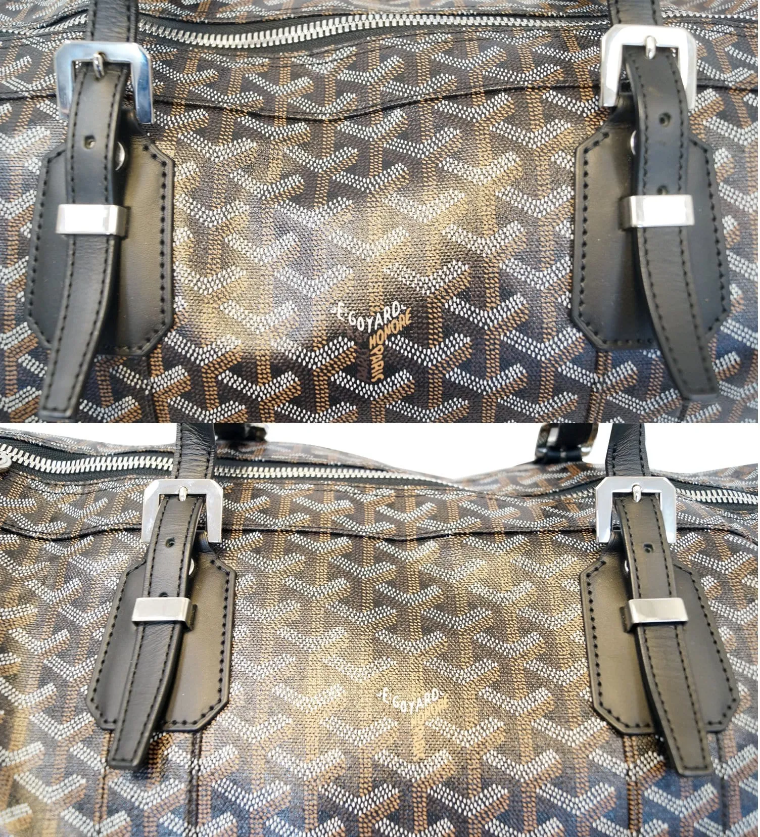 GOYARD Black Canvas Chevron Croisiere 50 Travel Bag
