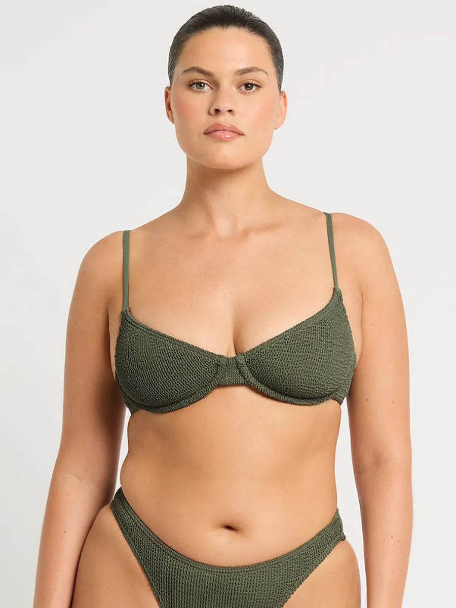 Gracie Balconette Top In Khaki