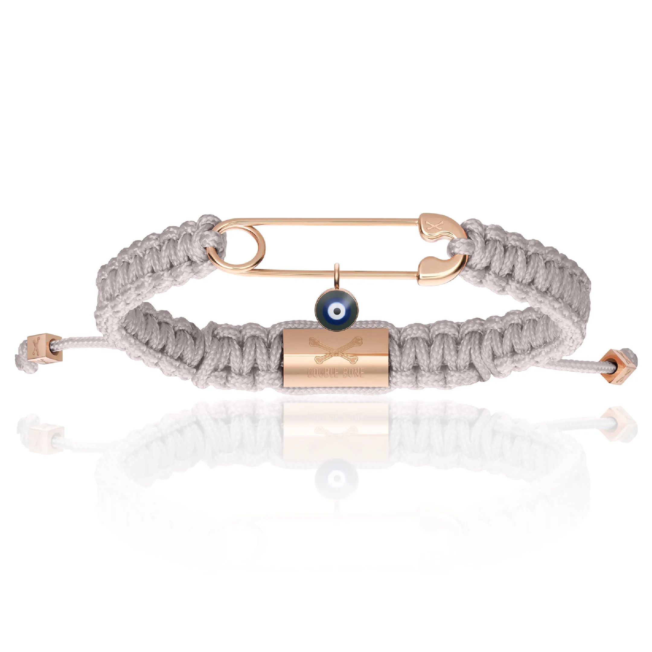 Gray Nylon With Rose Gold Polyester Safety Pin Bracelet