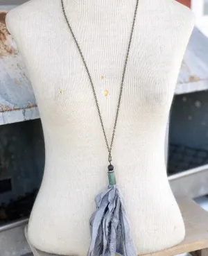 Gray Tassel Necklace