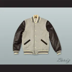 Gray Wool and Black Lab Leather Varsity Letterman Jacket