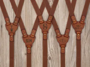 Groomsmen Suspenders Wedding Suspenders Best Man Gift Groomsmen Gifts Personalized Natural Leather Suspenders