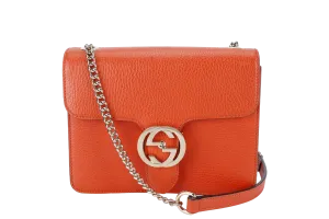 GUCCI 510304.204991 INTERLOCKING GG BAG ORANGE LEATHER GOLD HARDWARE WITH DUST COVER