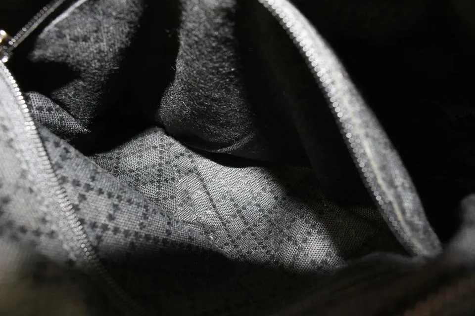 Gucci Black Nylon Bamboo Zip Hobo 913gk25