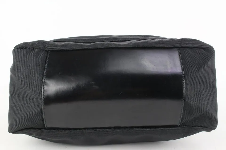 Gucci Black Nylon Bamboo Zip Hobo 913gk25
