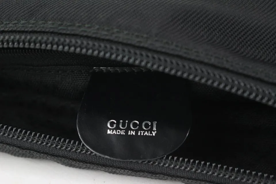 Gucci Black Nylon Bamboo Zip Hobo 913gk25