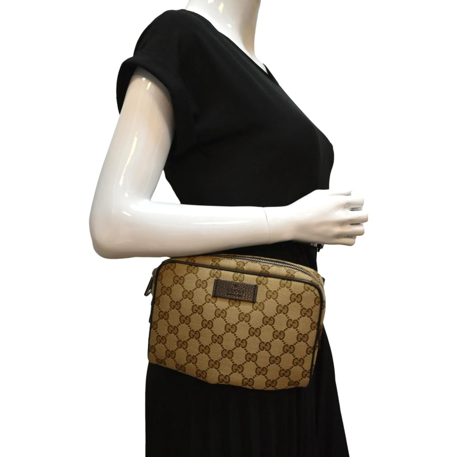 GUCCI GG Monogram Canvas Belt Bag Beige 449174