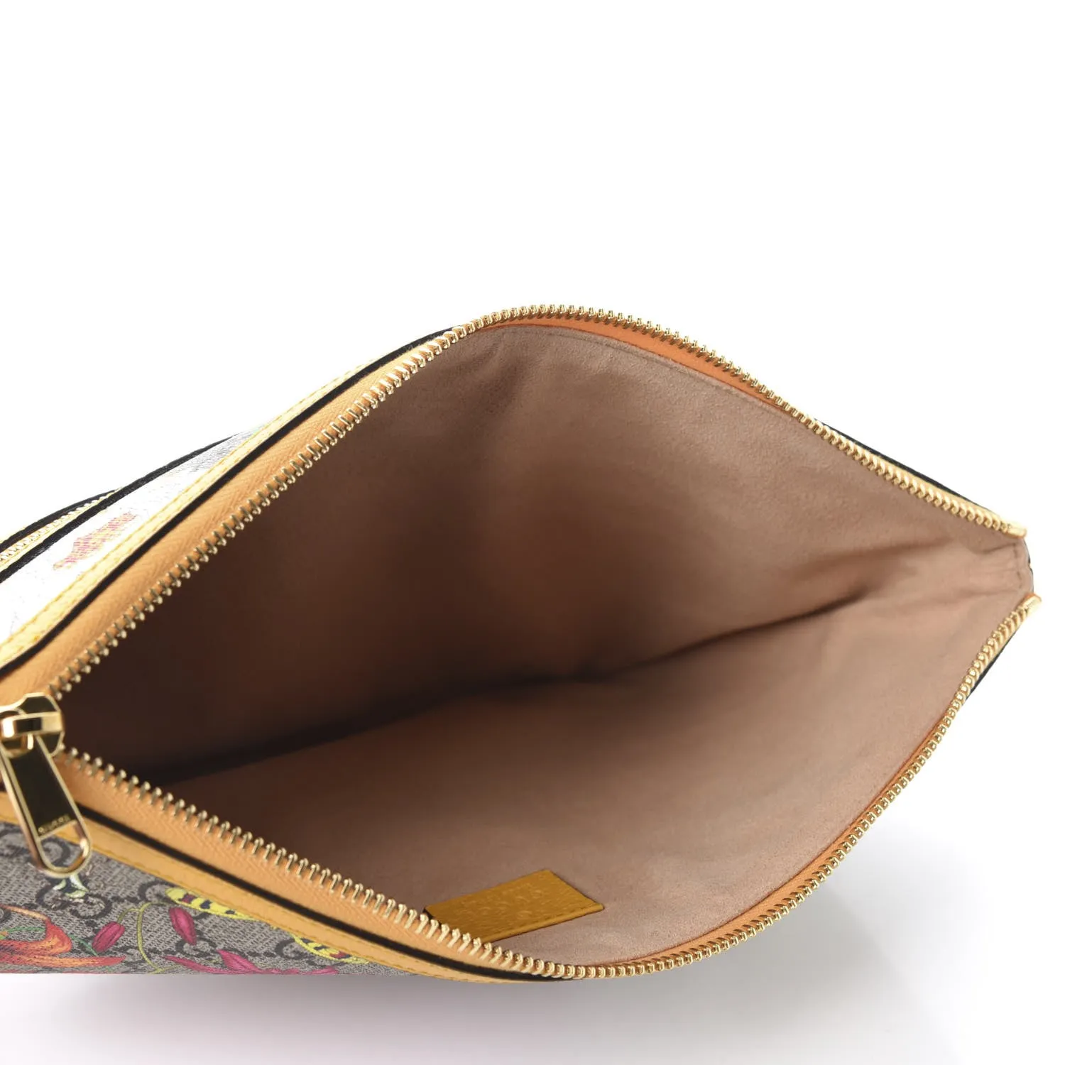 Gucci GG Supreme Flora Ophidia Medium Clutch Yellow