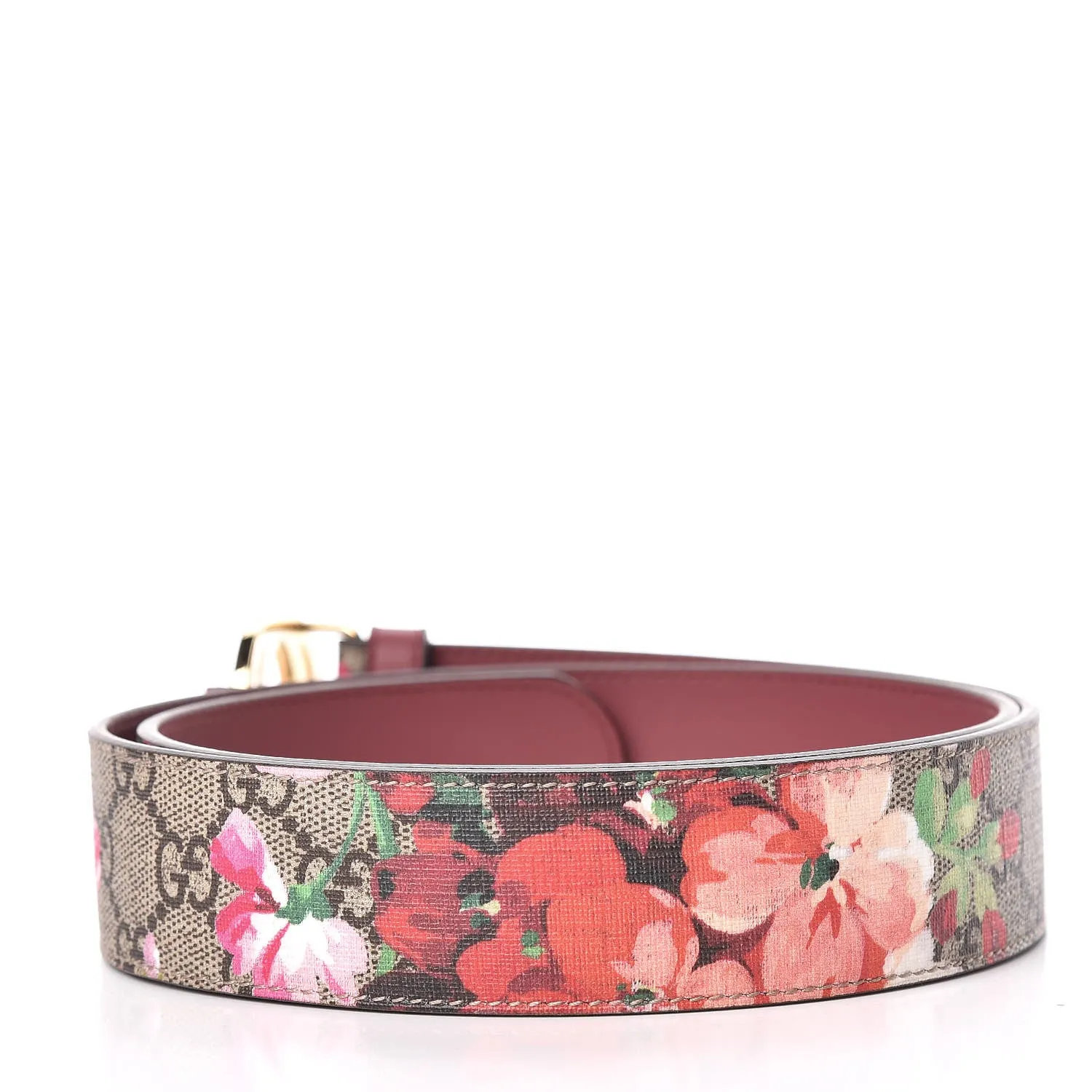 Gucci GG Supreme Monogram Blooms Print Belt in Pink