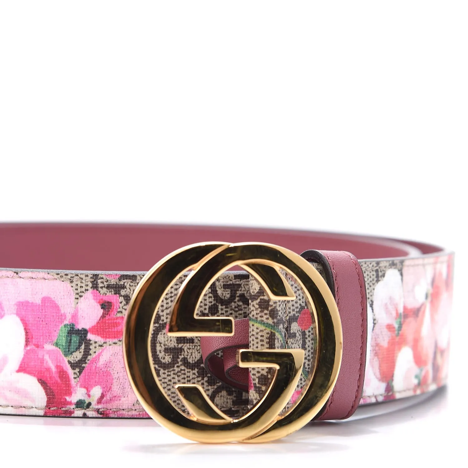 Gucci GG Supreme Monogram Blooms Print Belt in Pink