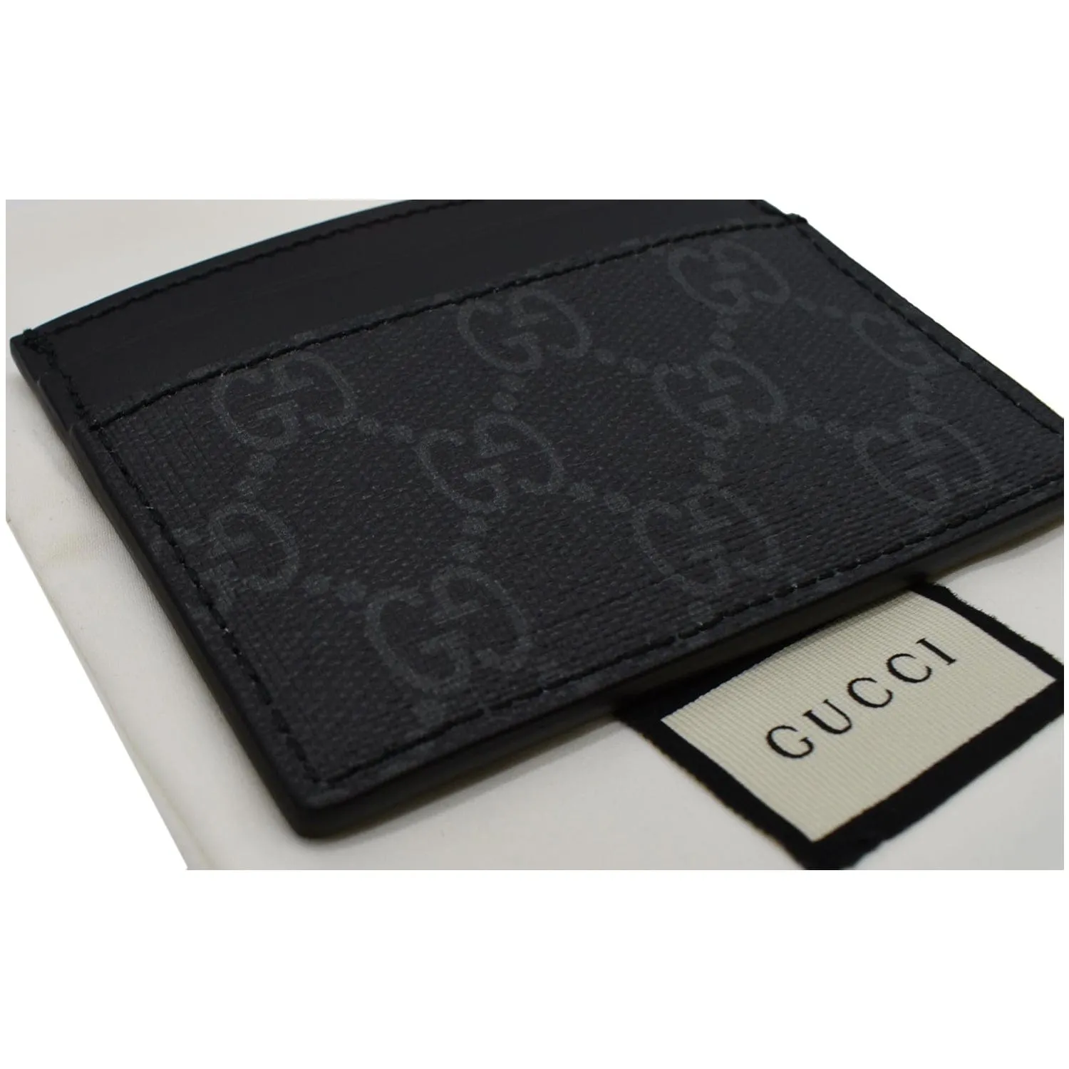 GUCCI Kingsnake Print GG Supreme Monogram Card Case Black 451277