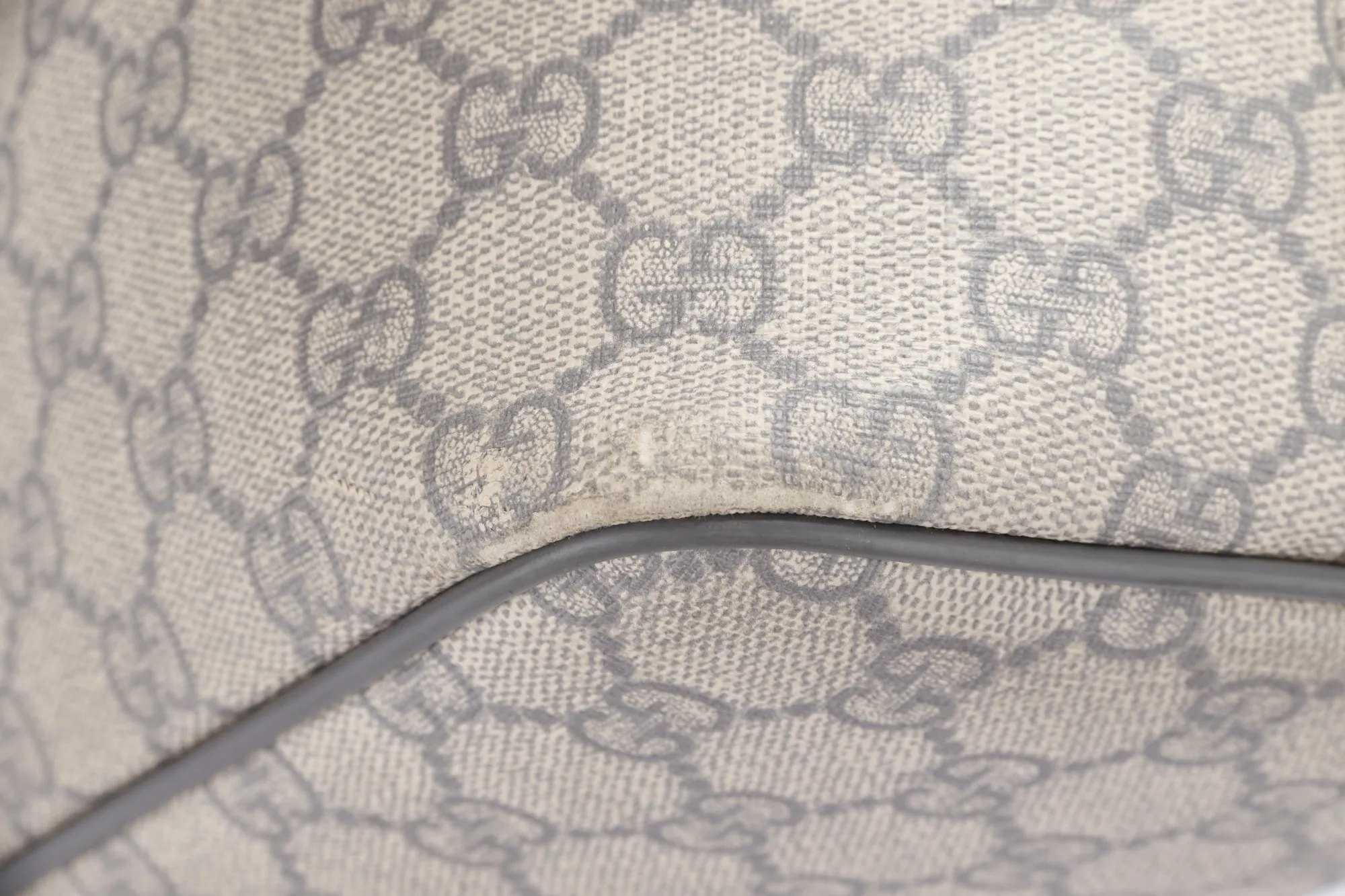 Gucci Light Grey Trim Canvas Shoulder Tote (353437 525040), with Strap & Dust Cover
