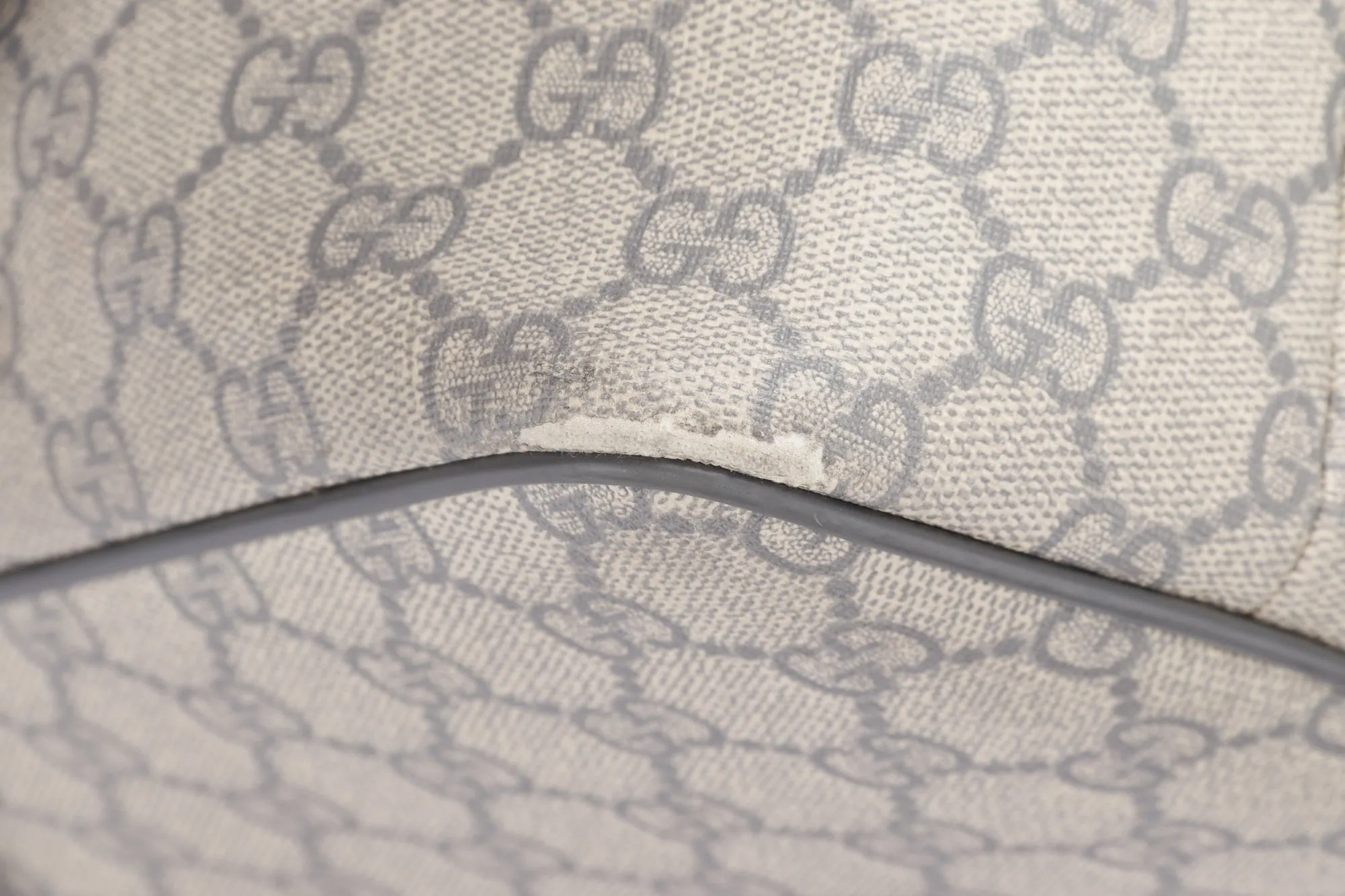 Gucci Light Grey Trim Canvas Shoulder Tote (353437 525040), with Strap & Dust Cover