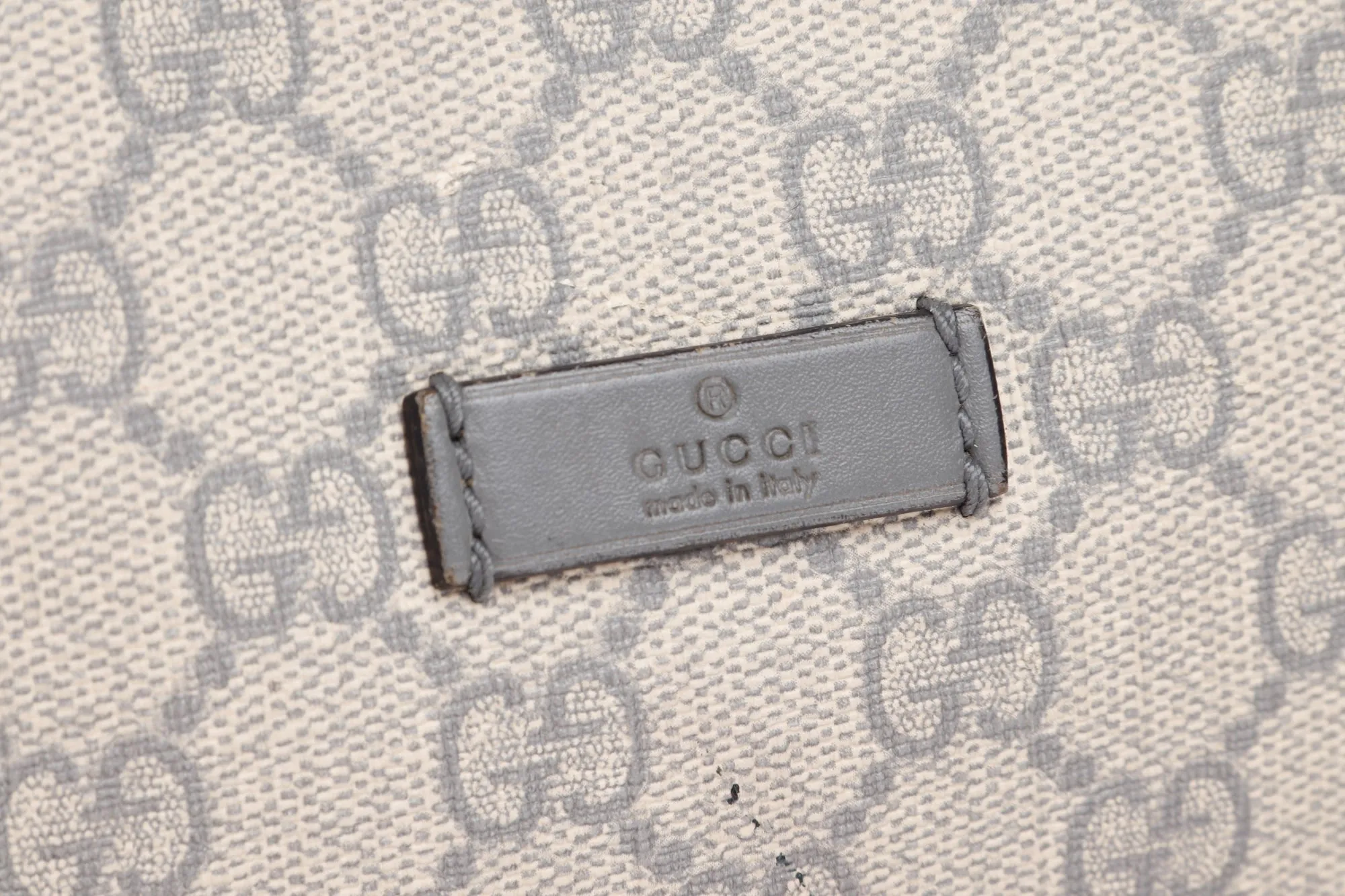 Gucci Light Grey Trim Canvas Shoulder Tote (353437 525040), with Strap & Dust Cover