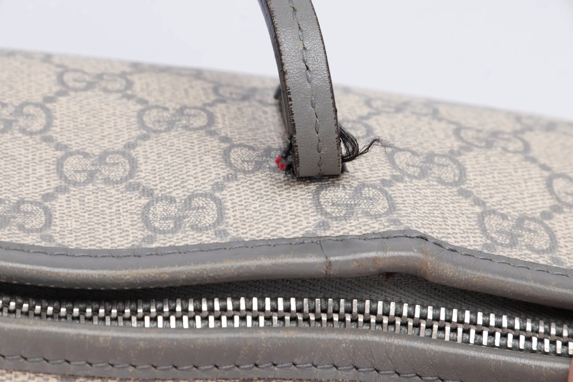 Gucci Light Grey Trim Canvas Shoulder Tote (353437 525040), with Strap & Dust Cover