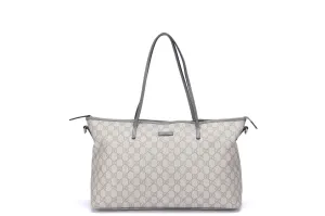 Gucci Light Grey Trim Canvas Shoulder Tote (353437 525040), with Strap & Dust Cover
