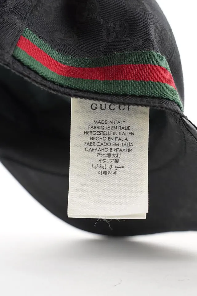 Gucci Size L Black Monogram GG Sherry Web Baseball Cap Hat 251ggs212